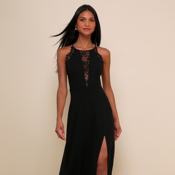 Lulus Romantic Mood Black Lace Sleeveless Maxi Dress - Size XS - Picture 1 of 1